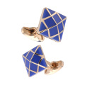 Rose Gold Plated Blue Enamel Cufflinks Trendy Classical Suit Accessories Stickpin Cufflinks